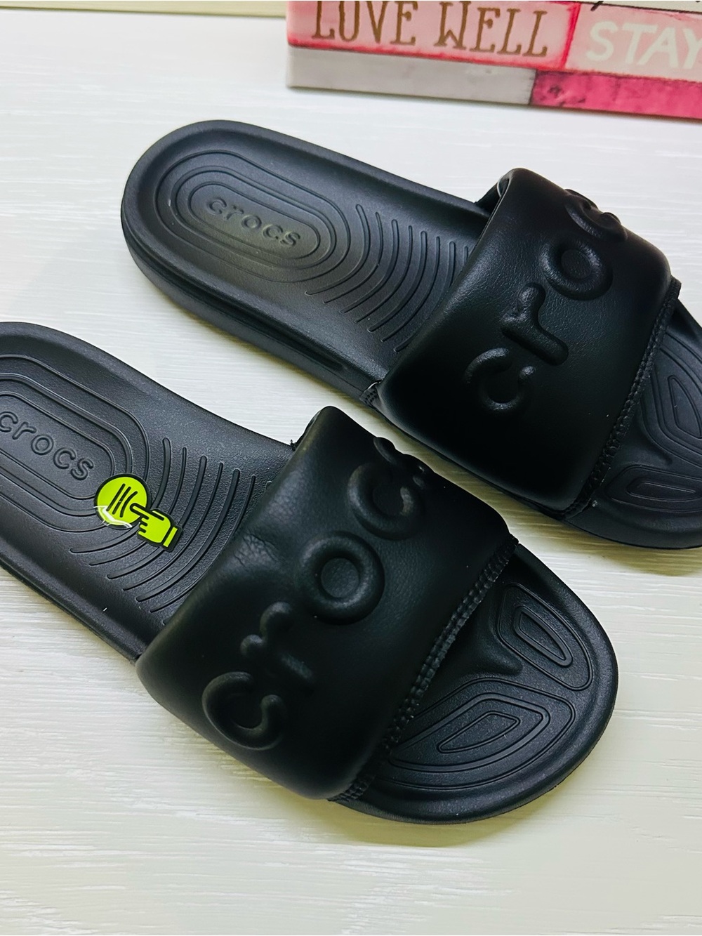 CROCS Black Padded Slide Sandals - Picture 2 of 3